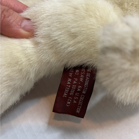 Cream Teddy Bear with Red Bow - Picture 4 of 6